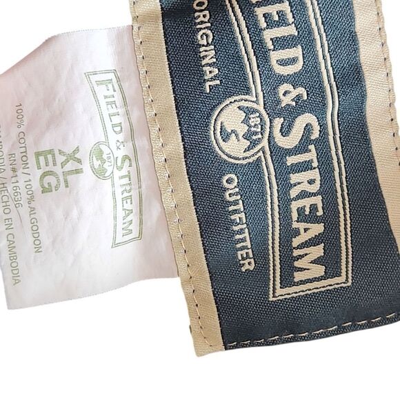 Field and Stream Flannel Shirt Mens XL Green SOlid button Up Long Sleeve Cotton - Picture 6 of 9